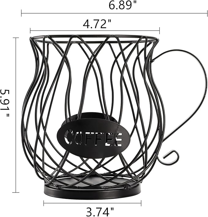 ZEAYEA Coffee Pod Holder, Coffee Capsule Basket for Counter Table Bar, Metal Espresso Pod Keeper Storage for Home Cafe Hotel, Black