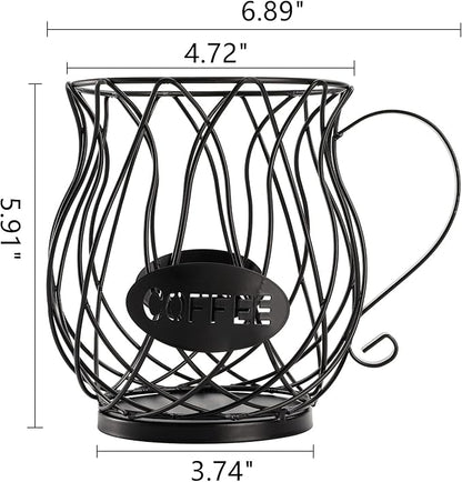 ZEAYEA Coffee Pod Holder, Coffee Capsule Basket for Counter Table Bar, Metal Espresso Pod Keeper Storage for Home Cafe Hotel, Black