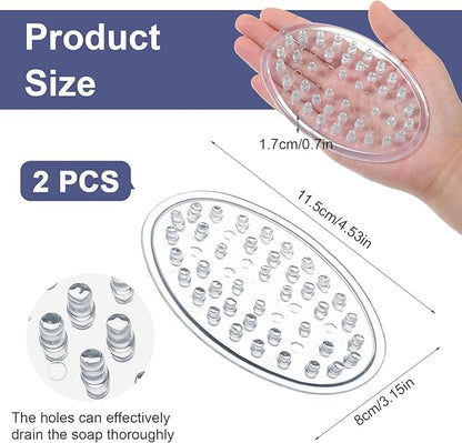 2 Pcs Plastic Soap Holder, Clear Soap Dish Bar Saver Tray with Holes Soaps, Self-Draining Soaps Dish Sponge Tray for Kitchen Bathroom Shower Counter