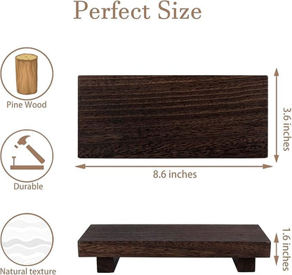 zoocatia Small Wood Tray Pedestal Stand Farmhouse Bathroom Decor Decorative Wooden Riser Kitchen Soap Dish Holder for Vanity, Counter, Sink, Dark Brown