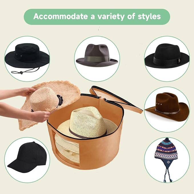 Hat Storage Box,Hat Boxes for Women Storage,Cowboy Hats Holder for Travel,Wide Brims Hat Carrier Case,Stuffed Animal Toy Organizer,Hat Box Closet Organizers and Storage,Hat Boxes for Men