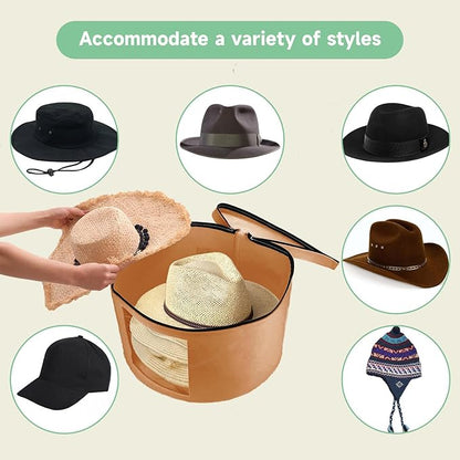 Hat Storage Box,Hat Boxes for Women Storage,Cowboy Hats Holder for Travel,Wide Brims Hat Carrier Case,Stuffed Animal Toy Organizer,Hat Box Closet Organizers and Storage,Hat Boxes for Men
