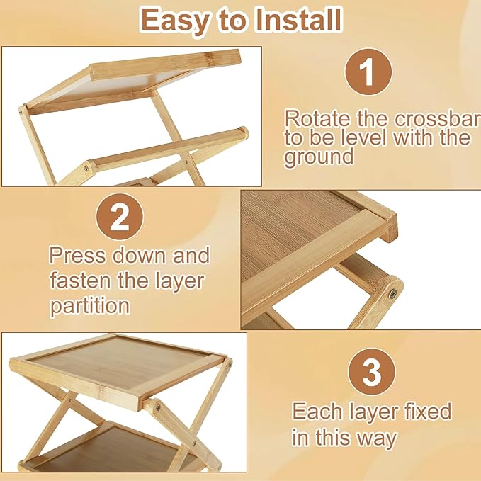 Simcat Shoe Rack for Closet Bamboo Shoe Storage Freestanding Shoe Storage Shelf for Closet, Entryway, Front Door Entrance (5 Layers, Original Color)