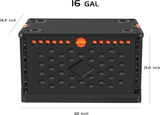 Storage Bins With Lids 16 Gal-Collapsible Crate- Stackable Containers Box-Book，Trunk,Closet Organizer-Rolling Tools Box，Foldable Milk Crate,Grocery Baskets，For Room Organizing