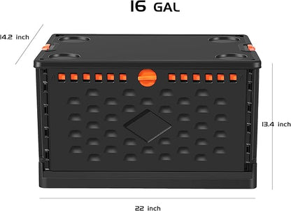 Storage Bins With Lids 16 Gal-Collapsible Crate- Stackable Containers Box-Book，Trunk,Closet Organizer-Rolling Tools Box，Foldable Milk Crate,Grocery Baskets，For Room Organizing