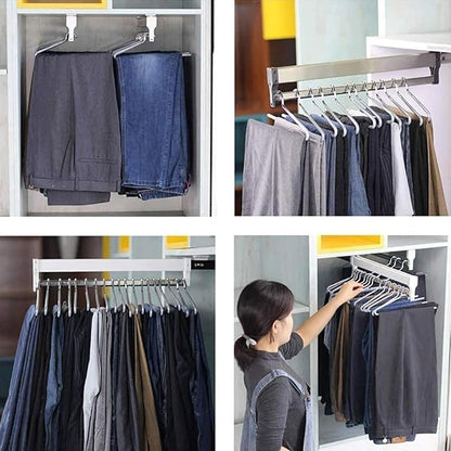 IBOWZ Pull Out Clothes Hanger Rod Sliding Wardrobe Closet Rod - Heavy Duty Extendable Pull Out Closet Rod, Pull Out Closet Rod Adjustable 30-80cm Wardrobe Rail Clothes Rack, Extendable Clothes Rai