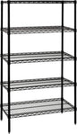 Quantum Storage Systems WR63-1460BK-5 Wire Shelving Starter Kit, 60" W x 14" D x 63" H, 600 lbs Capacity, Carbon Steel, Epoxy Coated, Black, NSF