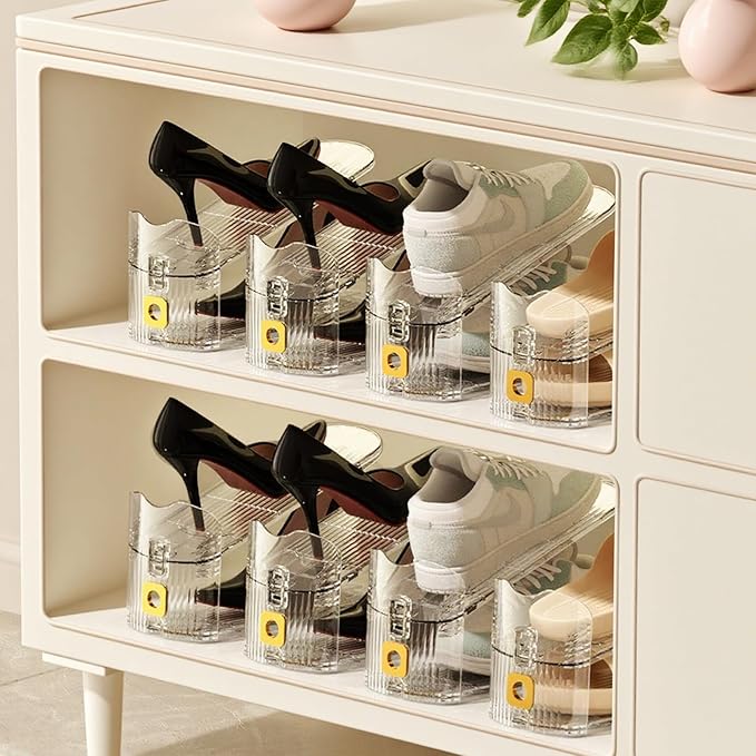 Clear Shoe Slots Organizer 20Pack Shoe Stacker Rack Organizer for Closet Adjustable Shoes Holders Space Saver Zapateras Organizers
