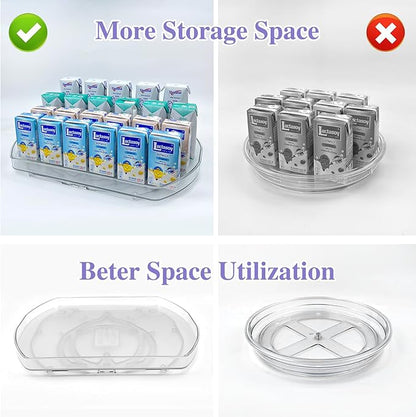 Incostar 360° Rotating Lazy Susan Turntable - Multifunctional Rectangular Organizer for Refrigerator, Cabinet, Pantry, and Kitchen Countertop (15.2" x 11.4", 2 Pack)