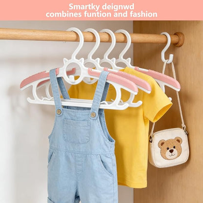 JSF 30Pcs Baby Hangers for Nursery Closet, Infant Hangers Extendable and Non-Slip for Newborn Toddler Kids Clothes,11"-14" Adjustable Children Coat Pant Hanger for Girl and Boy Nursery Grey