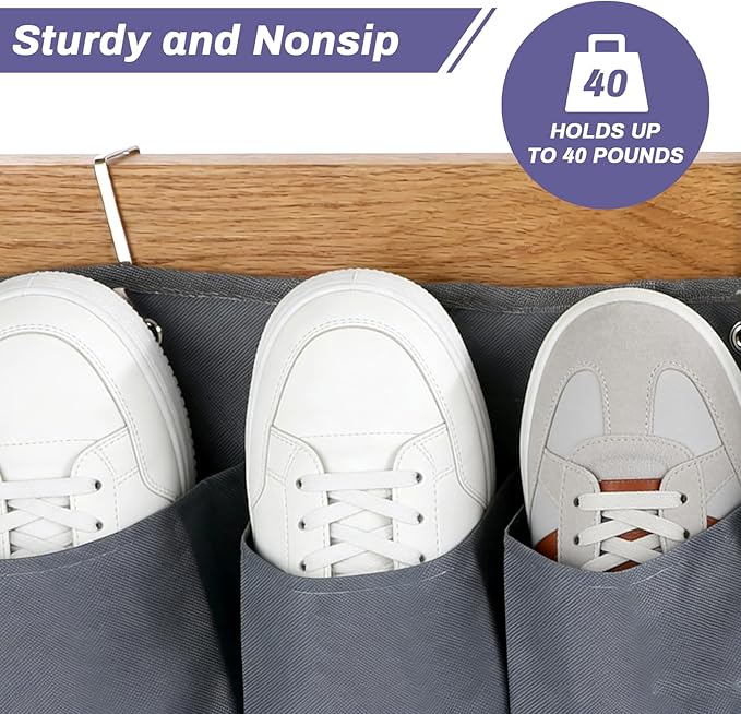 SHENLIU 2 Pcs RV Shoe Pockets 10 Pockets Heavy Hanging Bedside Pocket Shoe Storage Organizer with Sturdy Hooks Storage Pocket Hangs on Bed for Shoes Bottle Toiletry and Tool Accessories