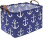Rectangular Kids Storage Bins,Boys Baskets,Collapsible Anchor Organizer Bin with Handles for Nautical Nursery Decor,Clothes Storage,Book Basket,Gift Basket.( Anchor)
