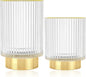 Makeup Brush Holder Organizer, Heavy Crystal Glass Brush Storage Holder, Vintage Cosmetic Make Up Bathroom Brushes Cup Pen Pencil Toothbrush Holder Striped Vase (Clear S+L)