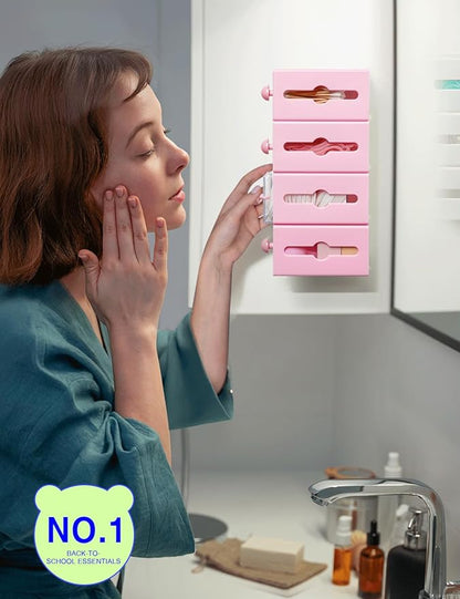 Qtip Holder for Bathroom Wall Organizer – Bathroom Decor, Dorm Room Essential, Small Q-tip Dispenser for Cotton Swabs, Balls, Pads, Floss Picks – Office Storage, Vanity Makeup Organizer(6 Pcs)