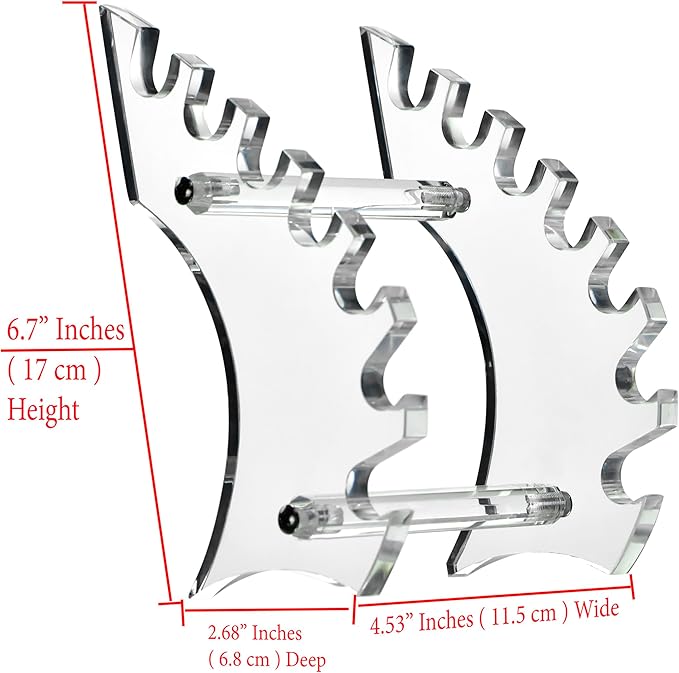 AMT Acrylic Pen Holder, CLEAR Makeup Display, Thick and Sturdy, Organizer Holder for Makeup Brush Fountain Pen, E-Cigarette, Vapor Display Case. (7- slots)