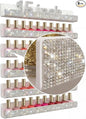 YMVV Nail Polish Wall Shelf - 15-Inch Diamond Crystal Display & Organizer Rack, Holds 60+ Polishes, Soft Ledge for Bedroom, Bathroom, Salon,6 Pack