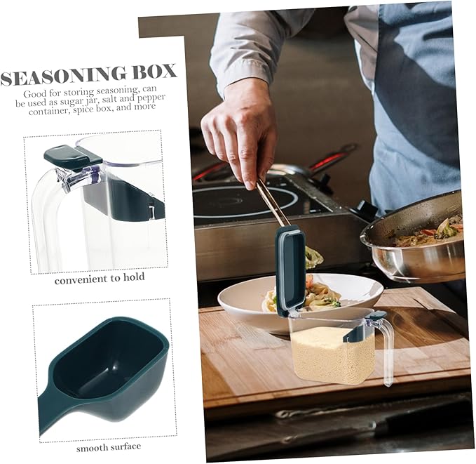 Mikinona Kitchen Seasoning Box Spoon Compact Condiment Jar for Easy Spice Storage Versatile Storage Container for and Seasonings for Kitchen Organization Style