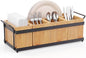 Silverware Holder for Party, Utensil Caddy with 5 Removable Bins, Bamboo Holder for Organize Plastic Silverware, 7" to 10" Paper Plates, Napkins