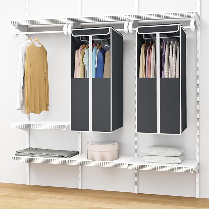 Univivi Garment Bags for Hanging Clothes, 2 Pack Large Clothes Storage Bags Closet Organizer with Clear Window, Premium Hanging Garment Storage Bag for Suits, Coats, Dresses, 40" (Dark Grey)