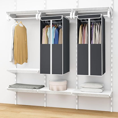 Univivi Garment Bags for Hanging Clothes, 2 Pack Large Clothes Storage Bags Closet Organizer with Clear Window, Premium Hanging Garment Storage Bag for Suits, Coats, Dresses, 40" (Dark Grey)