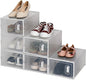 6 Pack Large Shoe Storage Boxes Organizers Clear Plastic Stackable, Modular Space Saving Shoe Boxes Sneaker Storage for Sneakerheads,Toy Storage Organizer Bins for Entryway, Closet, Under Bed, White