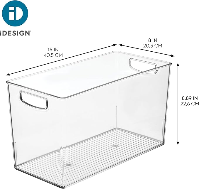 iDesign Plastic Storage Bin with Handles for Household Storage - Set of 4 - Clear - Made in USA