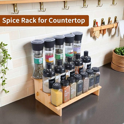 JinDoWin 3 Tiered Spice Rack Organizer for Cabinet,Spice Organization for Cabinet, Seasoning Organizer,Spice Shelf and Spice Organizer for Cabinet,Pantry Organizers and Storage (2 Pack, Small)