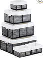 Vagusicc Wicker Storage Basket, 6 Pack Baskets for Organizing, Wicker Baskets with Handle, Rectangular Woven Basket for Storage Shelves, Cube Storage Bins for Closet/Clothes/Dresser, Black