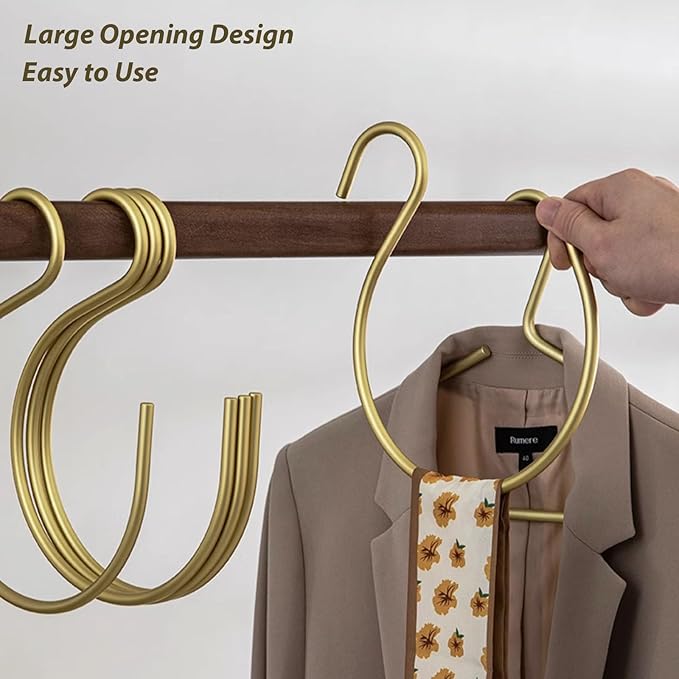 4Pcs Gold Hat Hanger,Scarf Ring Hangers,Multi-Purpose Circle Storage Hook,for Baseball Caps,Belt,Ties,Belts,Scarves,Shawls