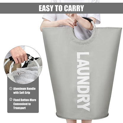 DOKEHOM 125L X-Large Collapsible Washing Laundry Basket Bag (7 Colors) for Bedroom, Fabric (Grey, XL)