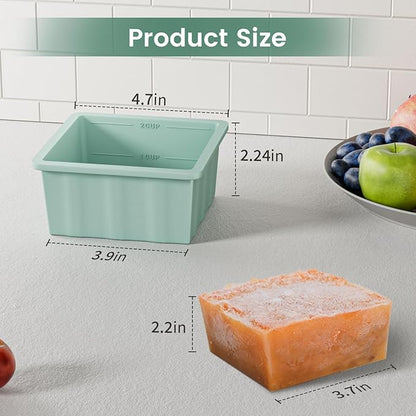 Silicone Freezer Tray for Soup Ice Cubes: 2-Cup Freezing Trays with Lid for Meal Prep - 4Pack Silicon Soup Portion Freeze Tray Make Stock Souped Ice Cube