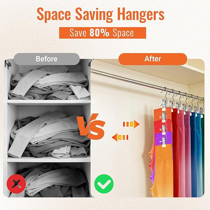 30 Pack Pants Hangers with Clip, Legging Organizer for Closet, Yoga Pants Hangers, Space Saving Hanging Closet Organizer and Storage for Socks, Panties, Underwear, Pants and Jeans (Beige)