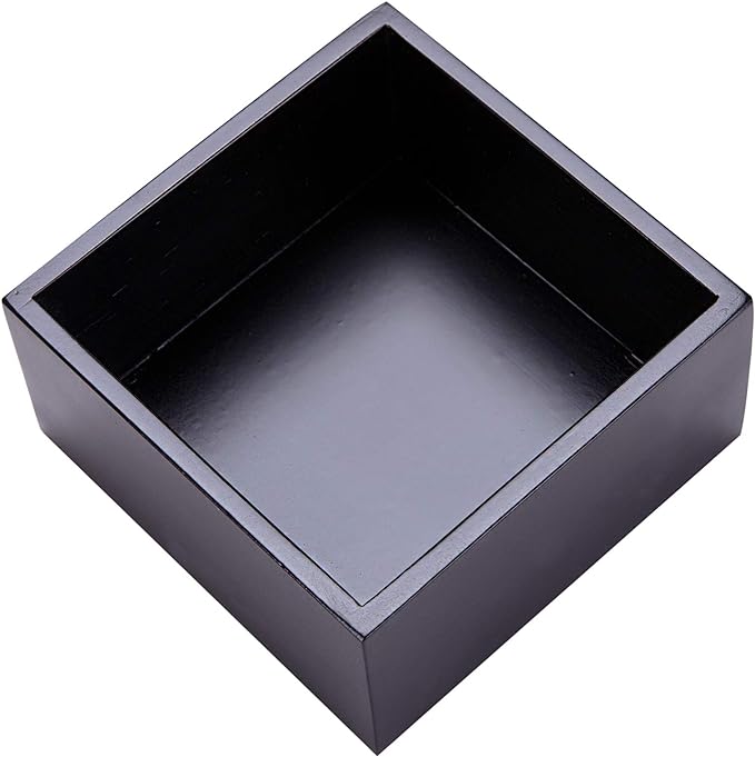 Bamboo Organizer Box for Accessories Cosmetic Small Square Drawer Organizer Boxes, Black 4"*4"