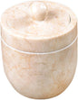 Creative Home Natural Champagne Marble Notch Collection Cotton Ball, Swab Holder Bathroom Storage Jar Container Organizer, 3.5" Diam. x 3.8" H, Beige