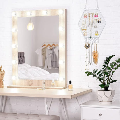 Jetec 2 Pcs Earring Wall Holder Wall Mounted Earring Organizer Hanging Jewelry Stand Decorative Diamond Grid Shape Display Rack with Hooks for Earrings Necklace Bracelet(White)