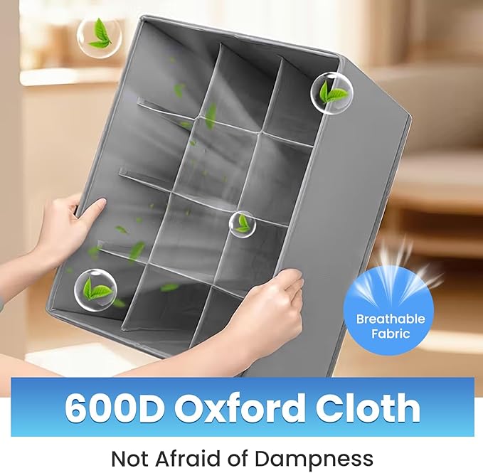 Shoe Organizer for Closet, With 2 Wood Shoes Horn Foldable Shoe Storage Containers Baskets Boxes Bins Adjustable Dividers