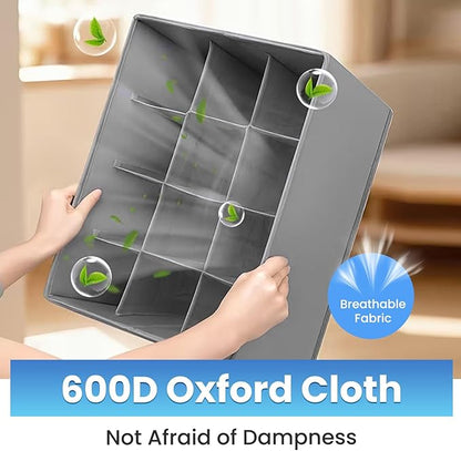 Shoe Organizer for Closet, With 2 Wood Shoes Horn Foldable Shoe Storage Containers Baskets Boxes Bins Adjustable Dividers