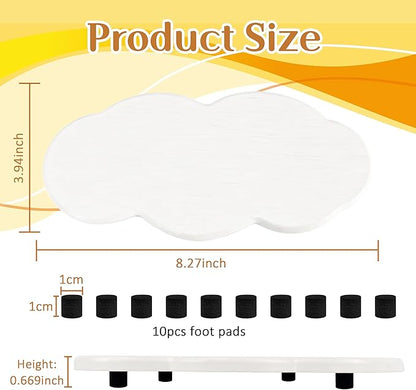 Water Absorbing Stone Tray Cute Cloud Shape, Instant Drying Sink Diatomite Coasters for Bathroom & Kitchen Counter Organizers, Dish Soap Dispenser Sponge Holder, 8 * 4inch, 2 Pcs (White)