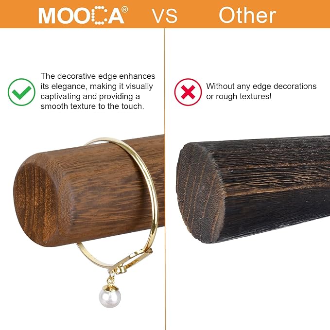 MOOCA 2 Pcs 2-Tier Space Saving Wooden Bracelet Holder Display, Jewelry Stand, Wood Bracelets Display, Jewelry Set, Free Assembly, Brown Color