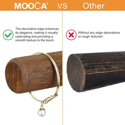 MOOCA 2 Pcs 2-Tier Space Saving Wooden Bracelet Holder Display, Jewelry Stand, Wood Bracelets Display, Jewelry Set, Free Assembly, Brown Color