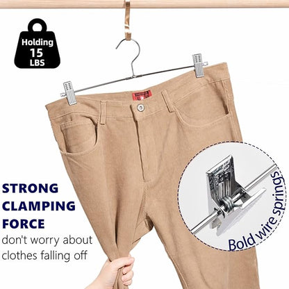 Amber Home 50 Pack Metal Pants Hangers with Clips, Heavy Duty Metal Skirt Hangers with 2-Adjustable Clips, Bottom Hangers for Shorts, Jeans, Trousers (50)
