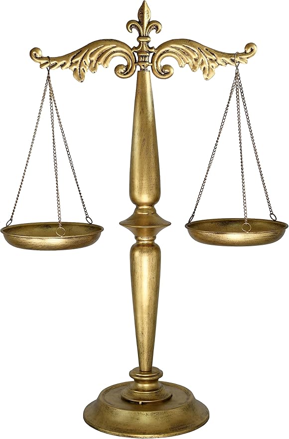 Owlgift Large Metal Jewelry Tower Organizer Stand, Necklaces Bracelets Earrings Holder Storage, Aesthetic Room Décor, Cosmetic Centerpiece Display, Lawyer Scale of Justice
