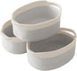 JMvicyroam Woven Basket,Small Rope Storage Bin with Handles & Ribbon Bag, Organizer for Shelves Closets,Gift Basket Empty for Birthday,Books,Dog Toys, White&Grey/3 Pack