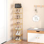 MHXW SXPN Bamboo Free Standing Shoe Rack Shelf Multi Tier Tall Wooden Stackable Shoes Rack Organizer for Closet Front Door Entrance Narrow Vertical Shoe Storage (Bamboo, 7 Tiers)