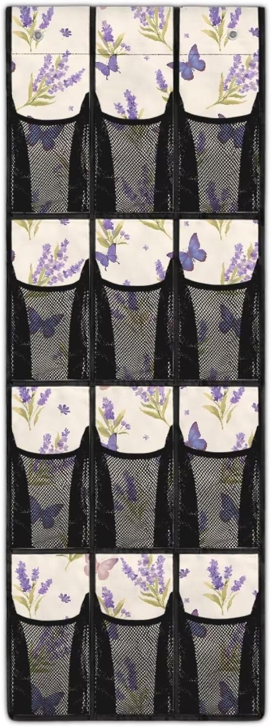 Lavender Over The Door Shoe Organizer,Small Hanging Shoe Rack for Closet,Quick Dry Mesh Organizer Hanging for Pantry Bathroom Closet,Organizer for Bedroom Bathroom,Kitchen