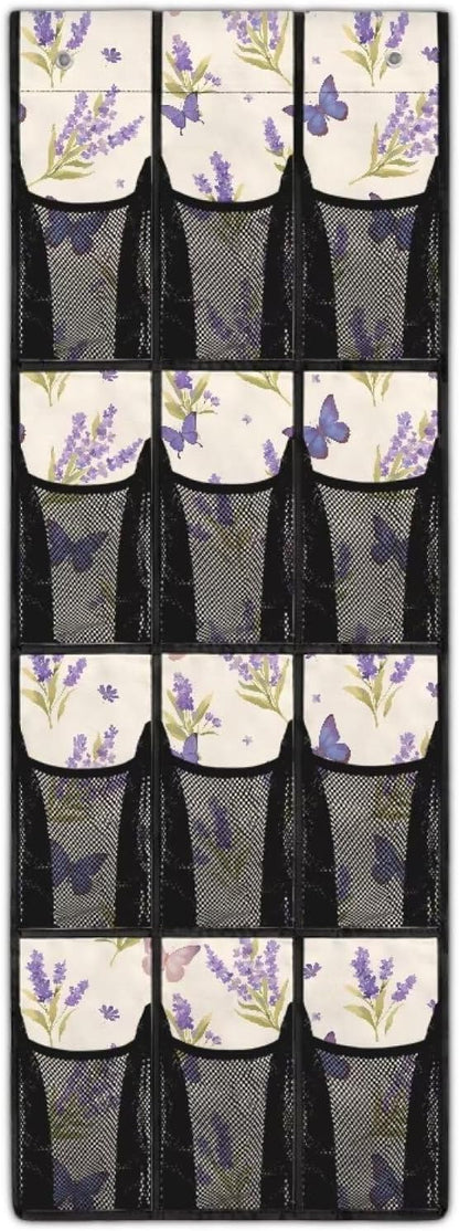 Lavender Over The Door Shoe Organizer,Small Hanging Shoe Rack for Closet,Quick Dry Mesh Organizer Hanging for Pantry Bathroom Closet,Organizer for Bedroom Bathroom,Kitchen