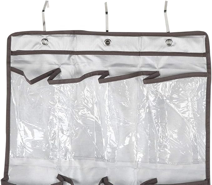 Over the Door Shoe Organizer Rack, Hanging Storage Bag with 22 Pockets, Oxford Cloth Space Saver with Transparent PVC Window for Shoes Toys Small Items