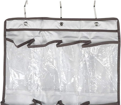 Over the Door Shoe Organizer Rack, Hanging Storage Bag with 22 Pockets, Oxford Cloth Space Saver with Transparent PVC Window for Shoes Toys Small Items