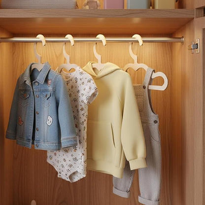 10 Pcs Wooden Hangers for Baby Closet, 8.6 inch Cute Wood Clothes Hangers, Anti-Slip Closet Organizer for Kids