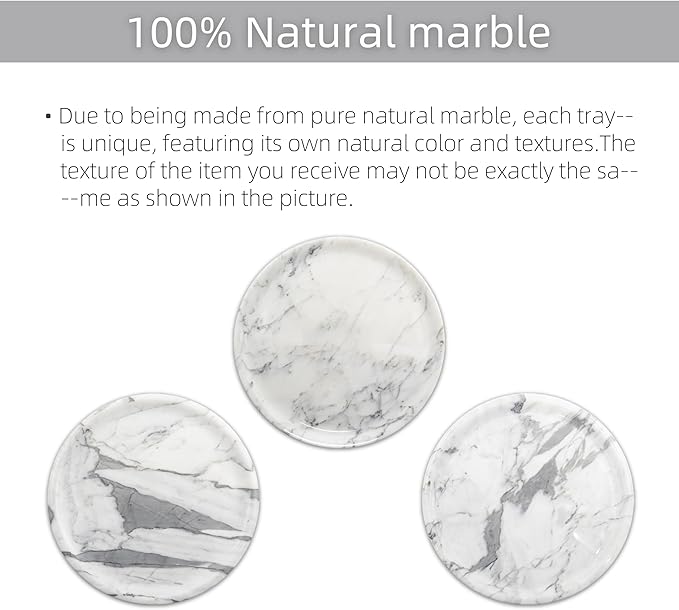 Marmor Marble Perfume Tray Bathroom Tray for Decorative,Candles,Jewelry Stone Vanity Tray,Kitchen Counter Decor and Home Decorative Tray(Calacatta Marble White) Jewelry Tray Unique Festival Gifts